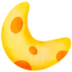 Space Explorers Theme Crescent Moon Transparent Sticker